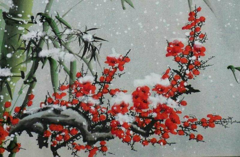 红梅含笑雪中开, 馨香阵阵朴面来. 风情万种天造化, 无为大道扫尘埃.