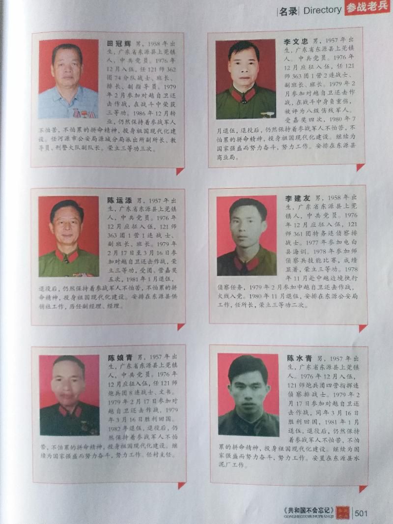 《共和国不会忘记》全国参战老兵名录丛书(六)河源参战军人绽放风采