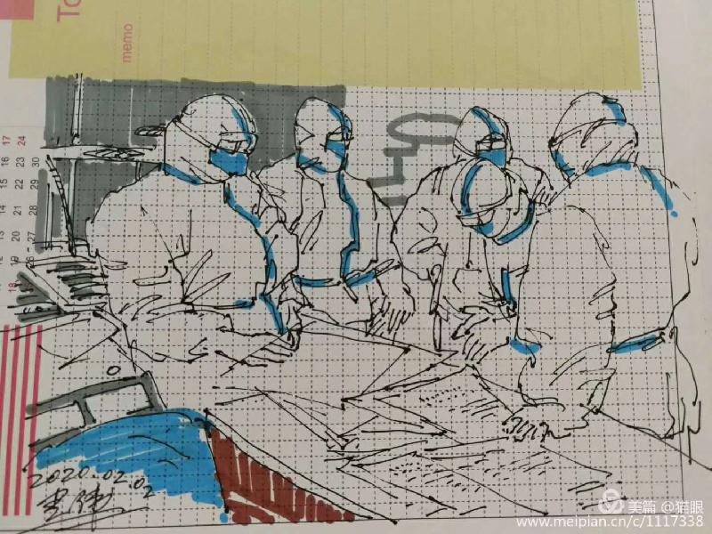 (林俊武报道)记徐建伟战疫绘画日记:疫情之下,大爱无疆!