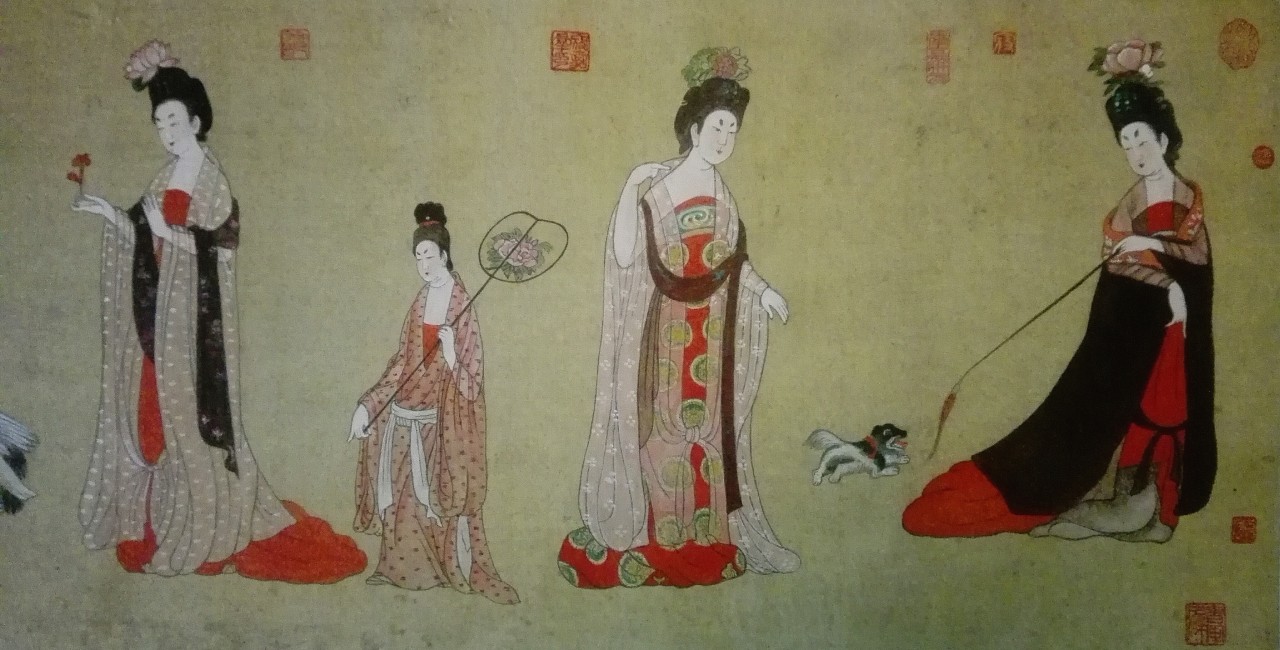 周昉《簪花仕女图卷》局部1