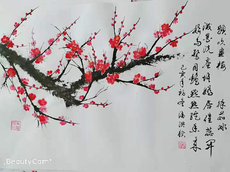 六汪文苑 民间艺人,宋爱秀诗与画《吹梅图》展示