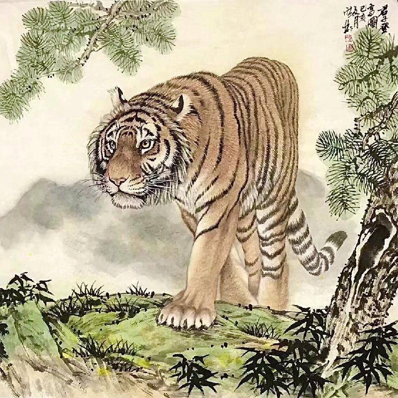 画虎之最世界吉尼斯获得者—著名画家秦洪彬虎系列作品鉴赏