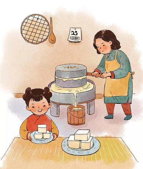 画一幅磨豆腐的画图片