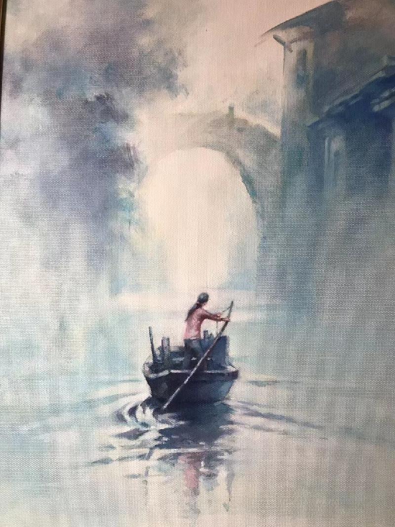 水乡梦舟｜诗画配乐朗诵，画作旅日画家陳建强，配诗旅日诗人季风，播音旅日静月晴美老师｜海外头条（图9）