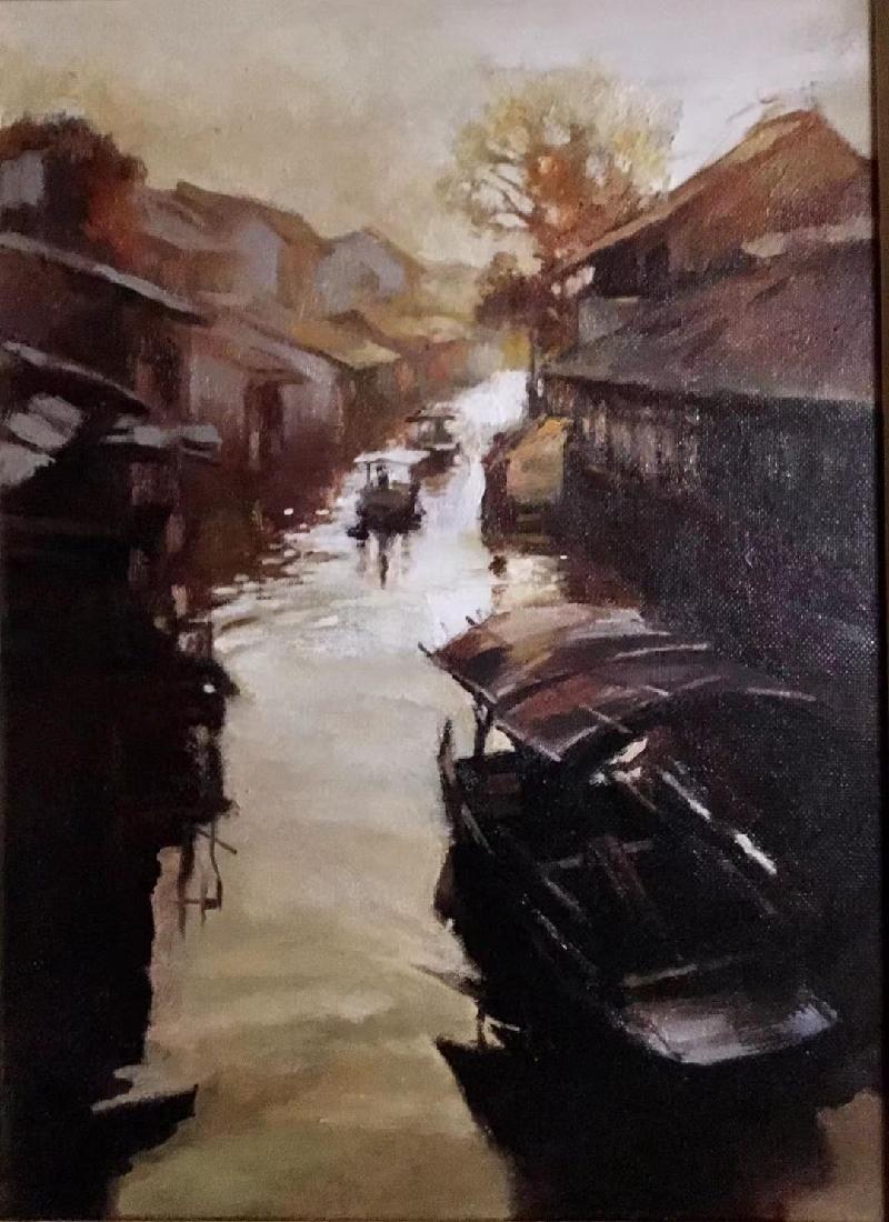 水乡梦舟｜诗画配乐朗诵，画作旅日画家陳建强，配诗旅日诗人季风，播音旅日静月晴美老师｜海外头条（图6）