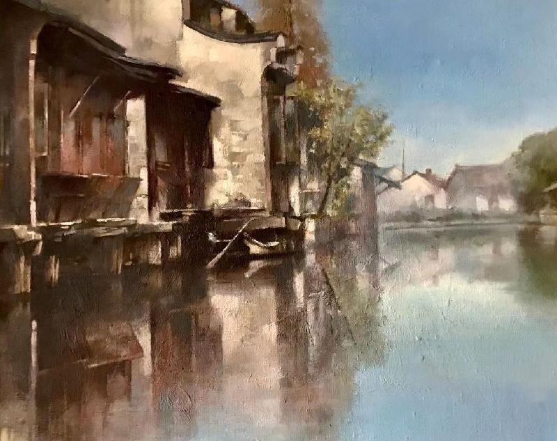 水乡梦舟｜诗画配乐朗诵，画作旅日画家陳建强，配诗旅日诗人季风，播音旅日静月晴美老师｜海外头条（图11）