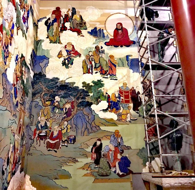 【雅诗总会】精品★萧楠主笔绘制大型壁画【五百罗汉】落座愿海寺——创作篇(图16)