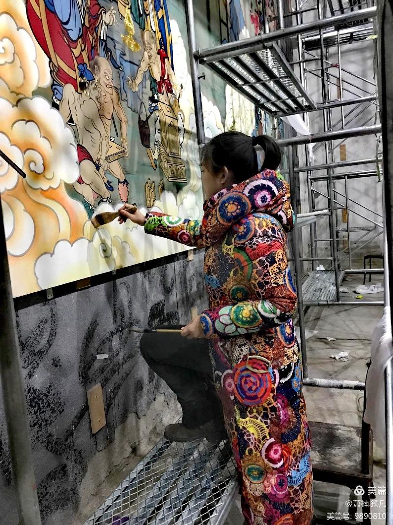 【雅诗总会】精品★萧楠主笔绘制大型壁画【五百罗汉】落座愿海寺——创作篇(图35)