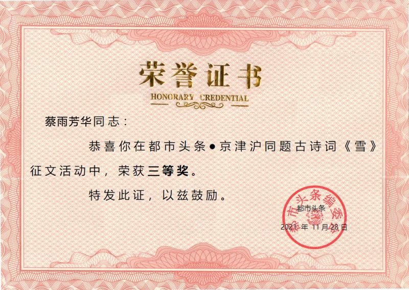 都市头条●京津沪同题古诗词《雪》有奖征稿获奖老师作品专辑展示（图44）