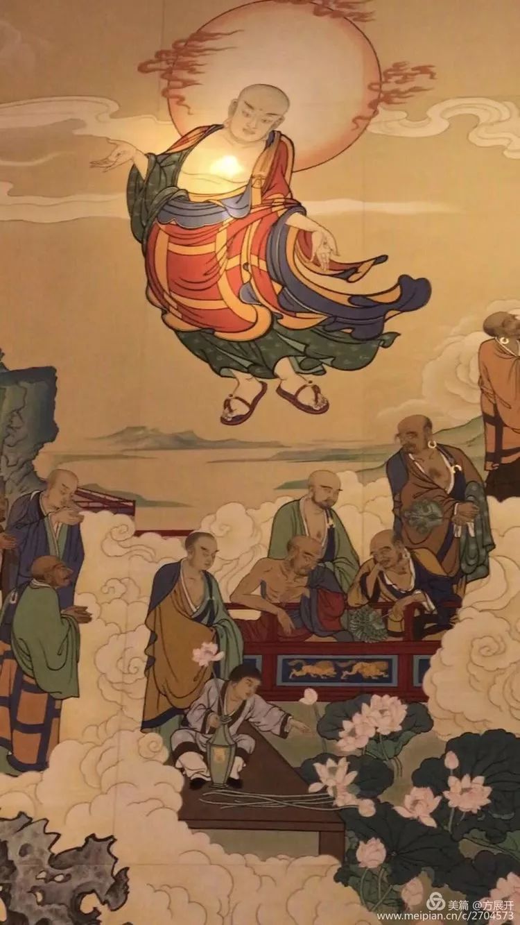 艺术家萧宽迎新年2018元旦为女儿萧楠怡然领衔主笔巨壁八百平米【五百罗汉】成功供奉内蒙古寺庙喝彩（图6）