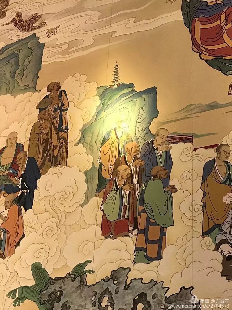 艺术家萧宽迎新年2018元旦为女儿萧楠怡然领衔主笔巨壁八百平米【五百罗汉】成功供奉内蒙古寺庙喝彩（图13）