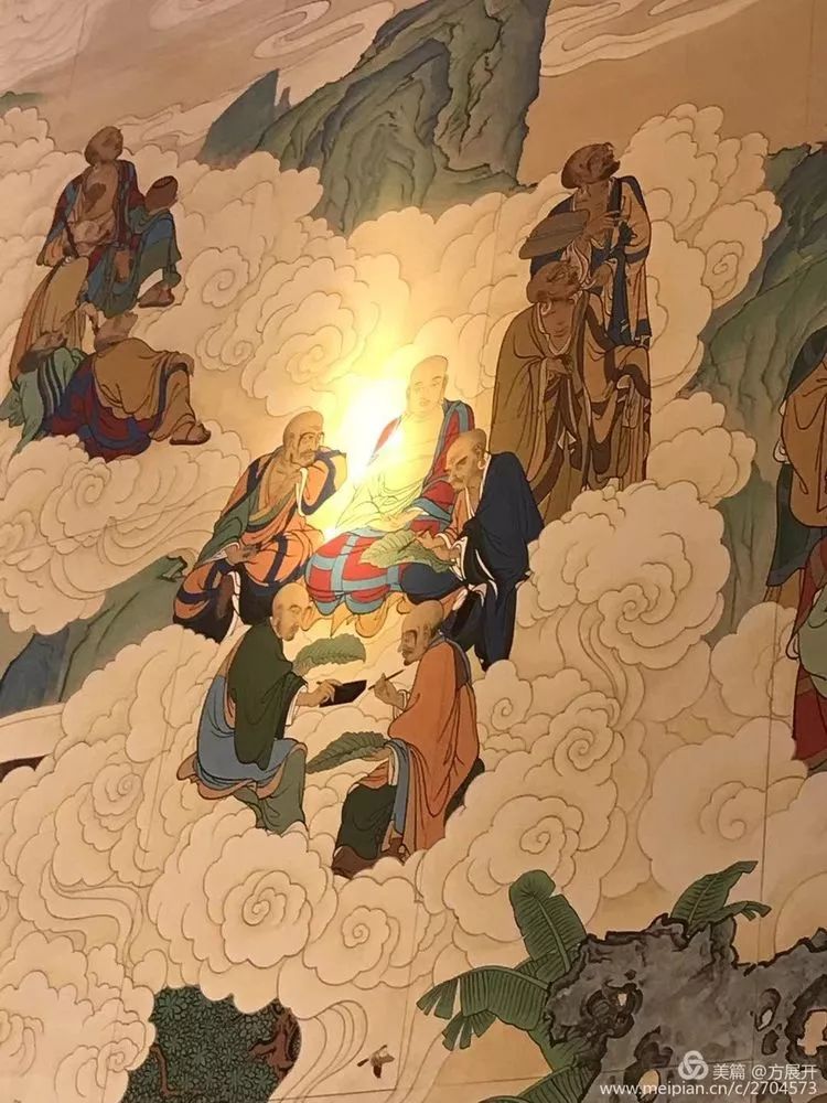 艺术家萧宽迎新年2018元旦为女儿萧楠怡然领衔主笔巨壁八百平米【五百罗汉】成功供奉内蒙古寺庙喝彩（图12）
