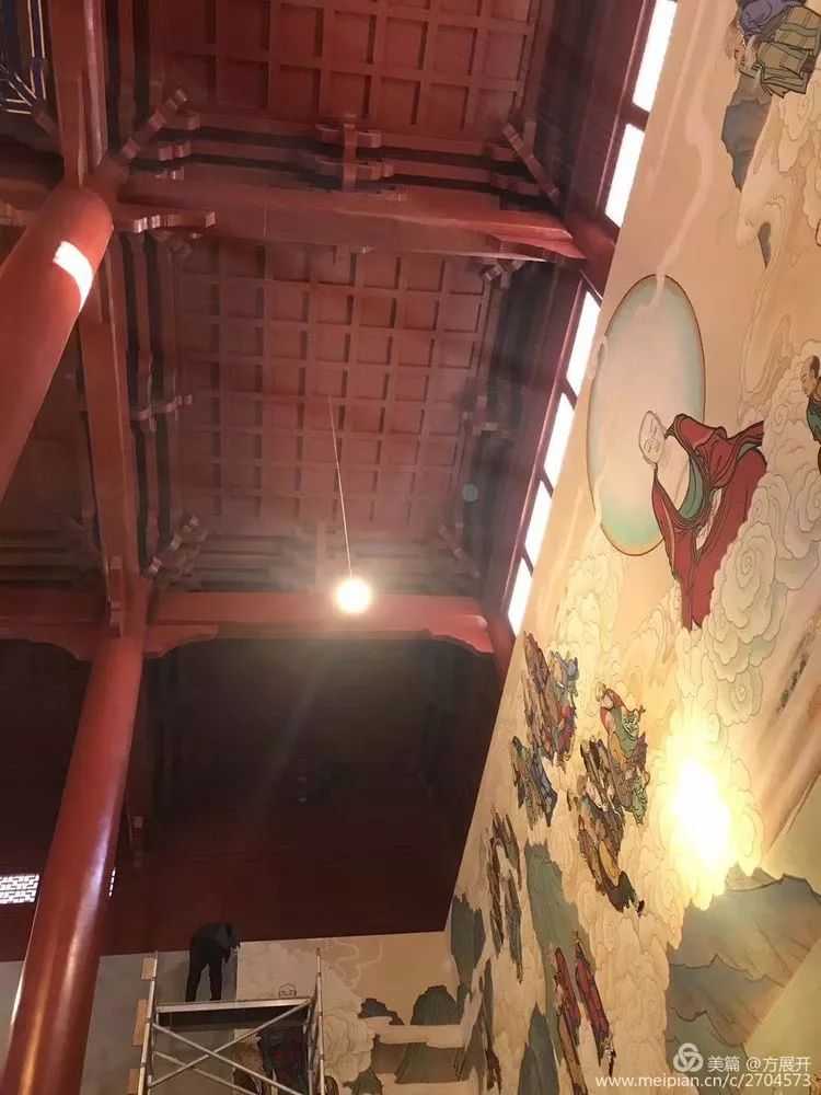 艺术家萧宽迎新年2018元旦为女儿萧楠怡然领衔主笔巨壁八百平米【五百罗汉】成功供奉内蒙古寺庙喝彩（图17）