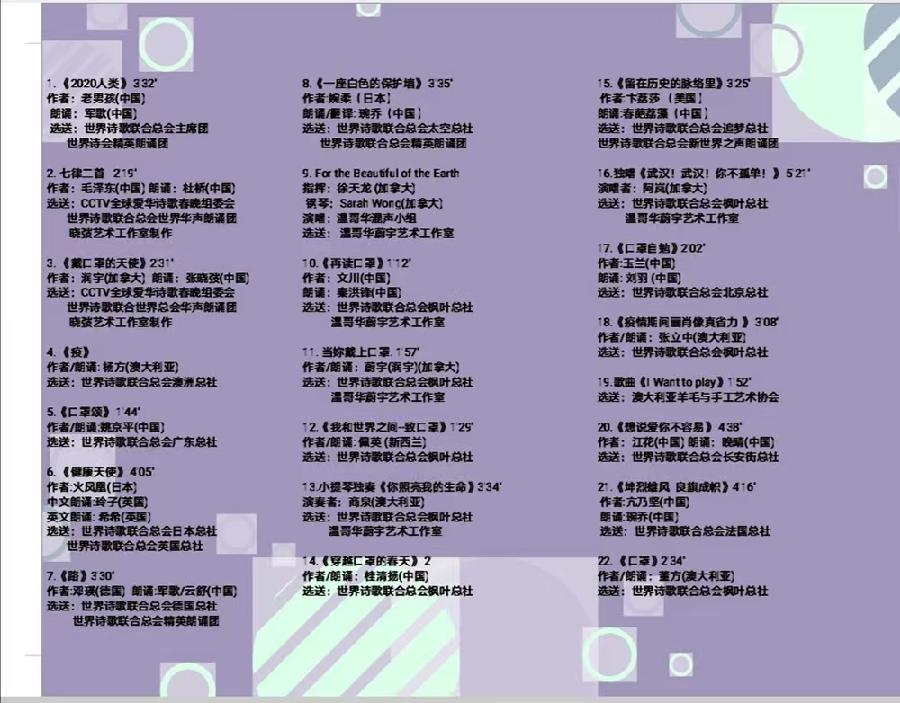 预约通知：CCTV全球爱华诗歌春晚和世界诗歌联合总会倾情举办【2.1世界口罩日】全球纪念周诗歌朗诵会（图20）