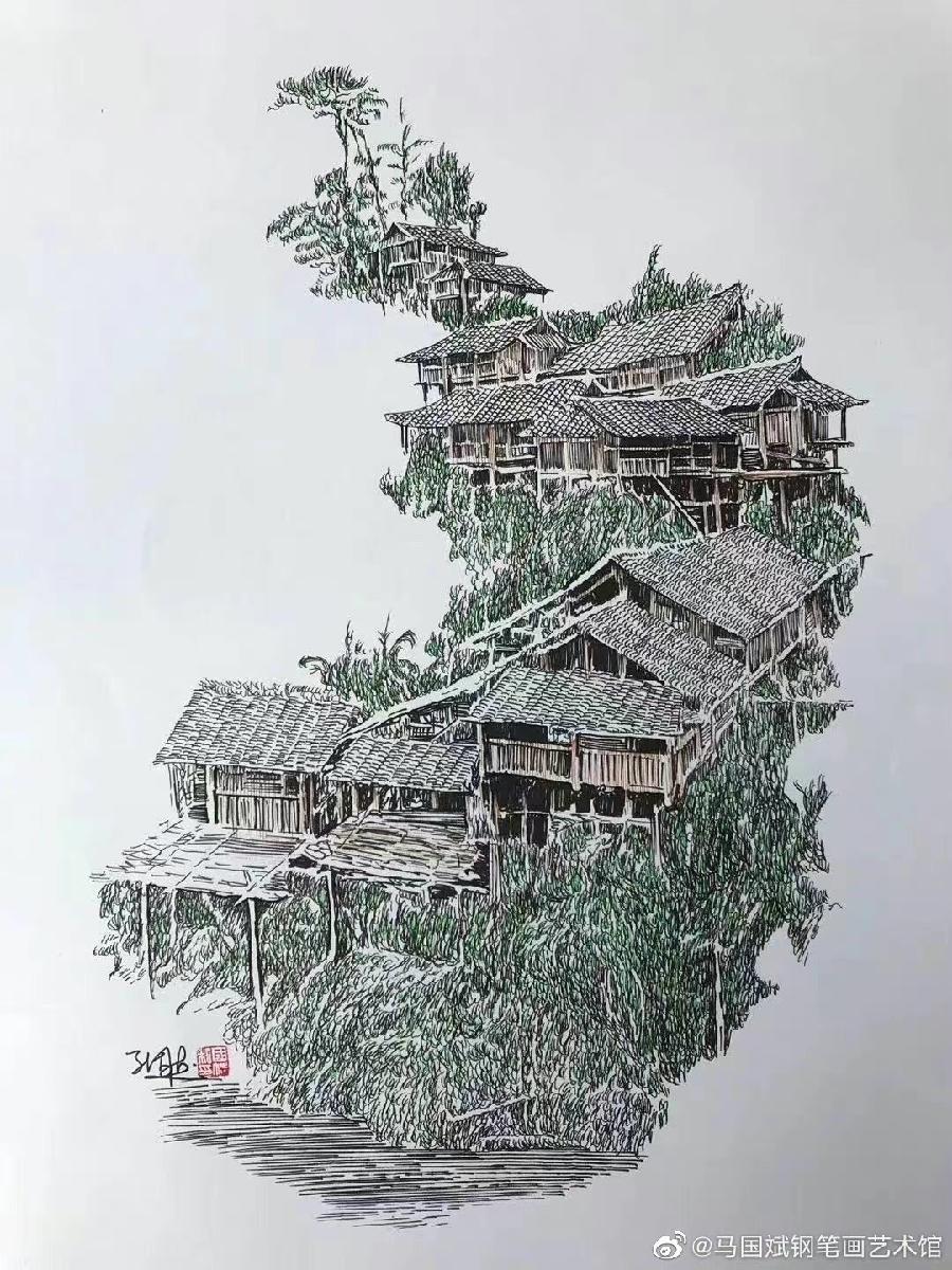 马国斌钢笔画作品(图21)