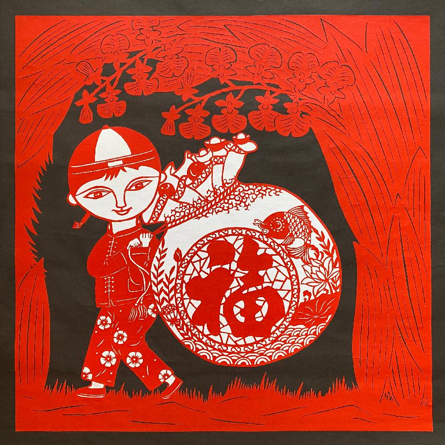 剪纸 《福到寻常百姓家》（张微）