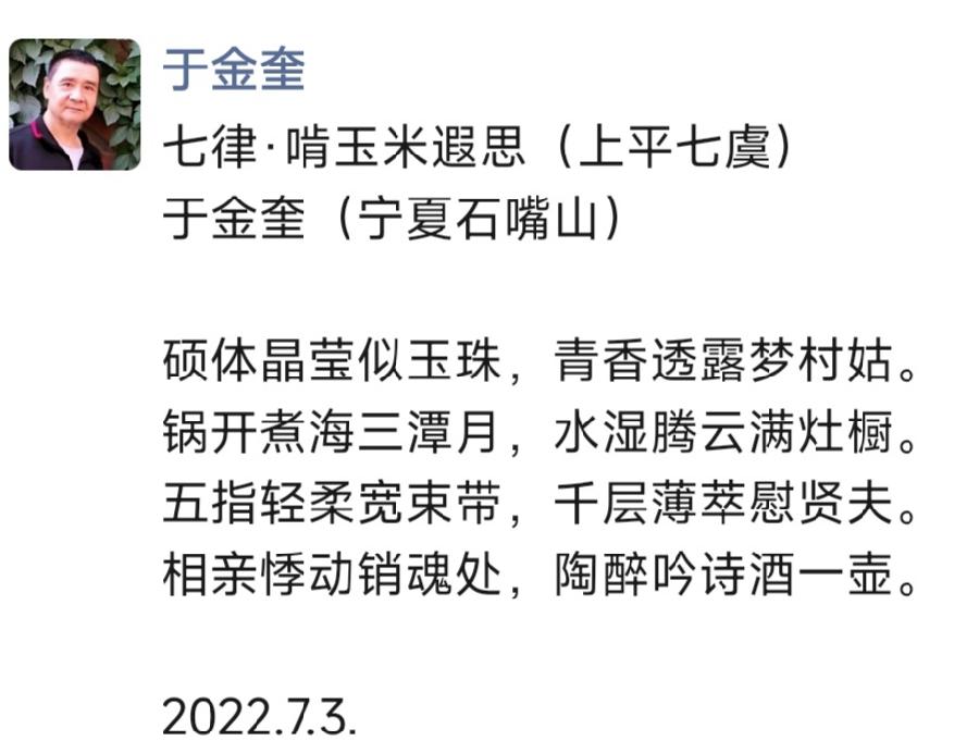 诗人于金奎七律十六首欣赏(2022.7.1—7.16)（图14）