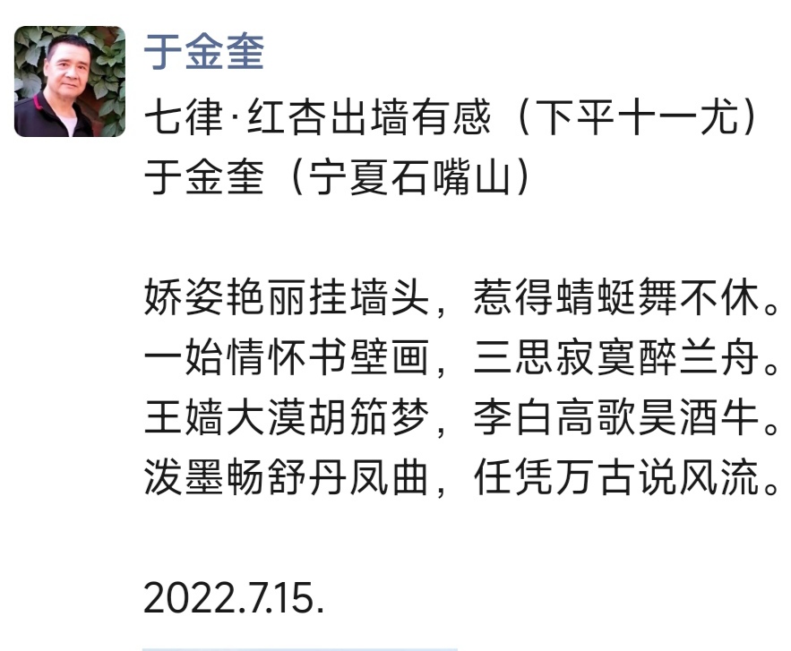 诗人于金奎七律十六首欣赏(2022.7.1—7.16)（图53）
