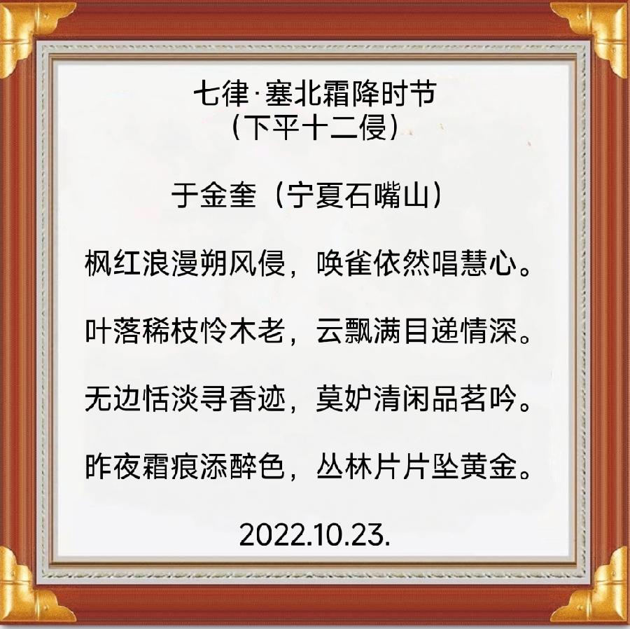 诗人于金奎:七律·塞北霜降时节（下平十二侵）（图5）