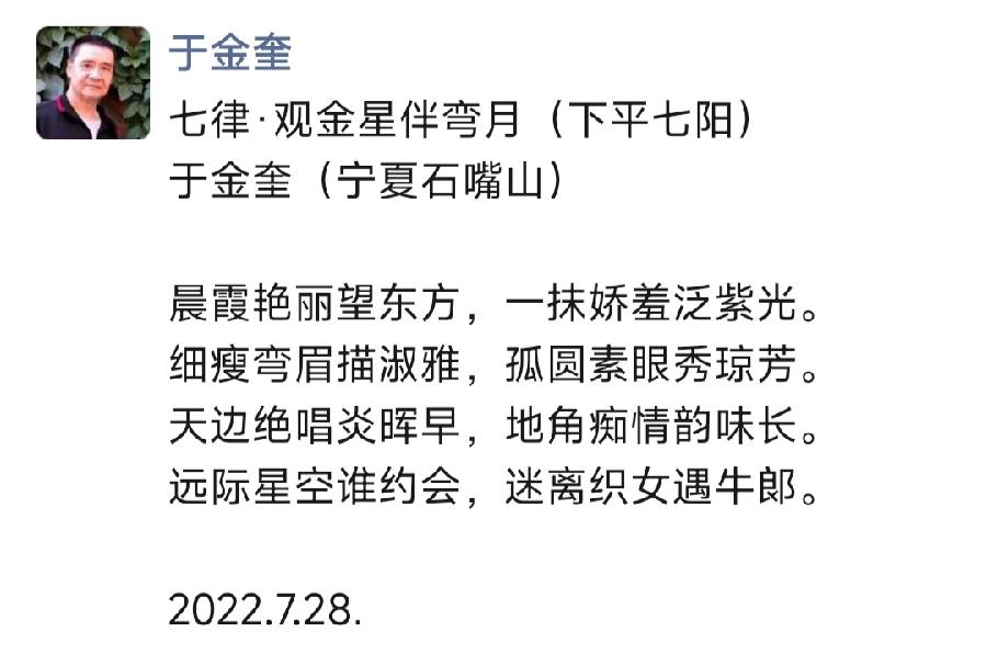 宁夏诗人于金奎七律十五首欣赏(2022年7月17日—31日)（图24）