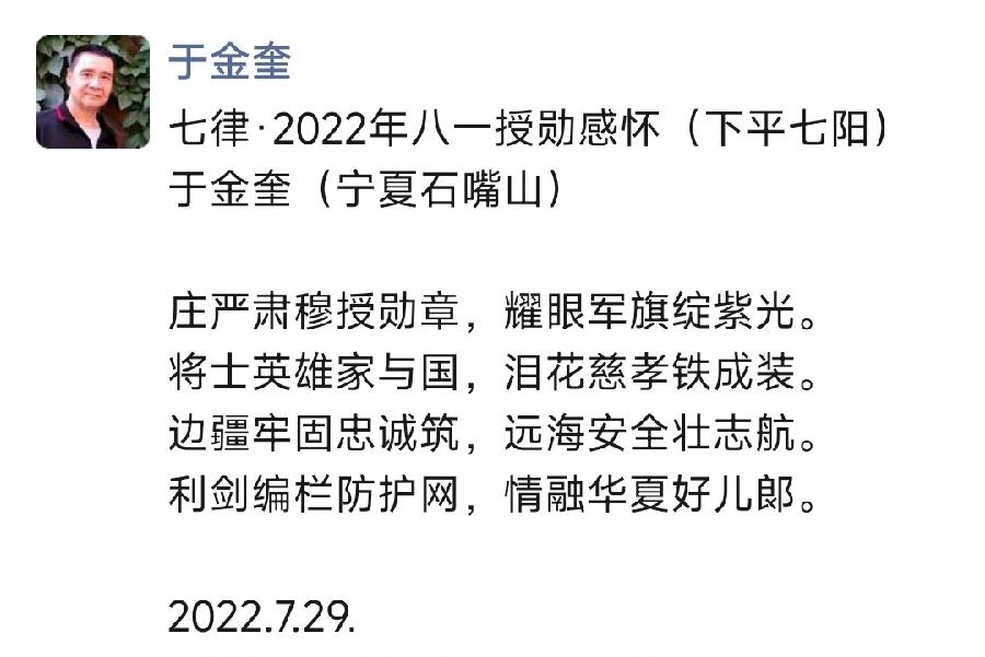 宁夏诗人于金奎七律十五首欣赏(2022年7月17日—31日)（图26）