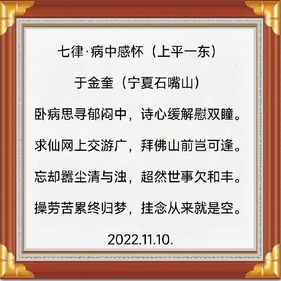 诗人于金奎:七律·病中感怀（上平一东）（图4）