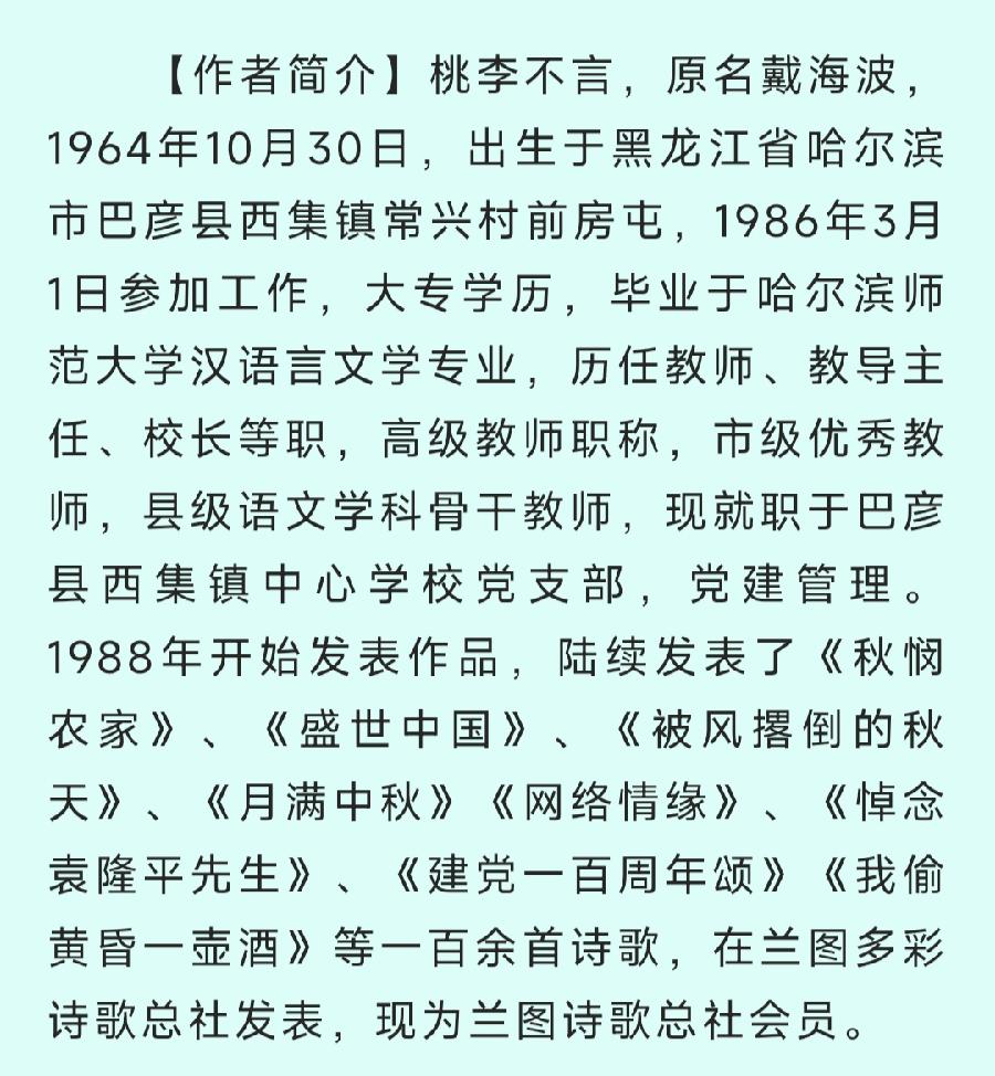 中华诗艺社黑龙江分社推介【原创】/桃李不言:寻找大地上的签名（图4）