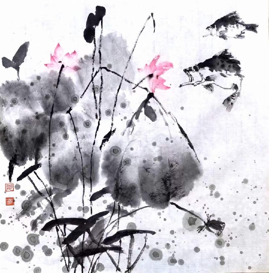 渔家傲. 吟荷-作者：月华（澳大利亚）绘画：姜彦/书法：林观贤【华尔街总社】【世界诗书画协会】世界诗人名人展10361期（图5）