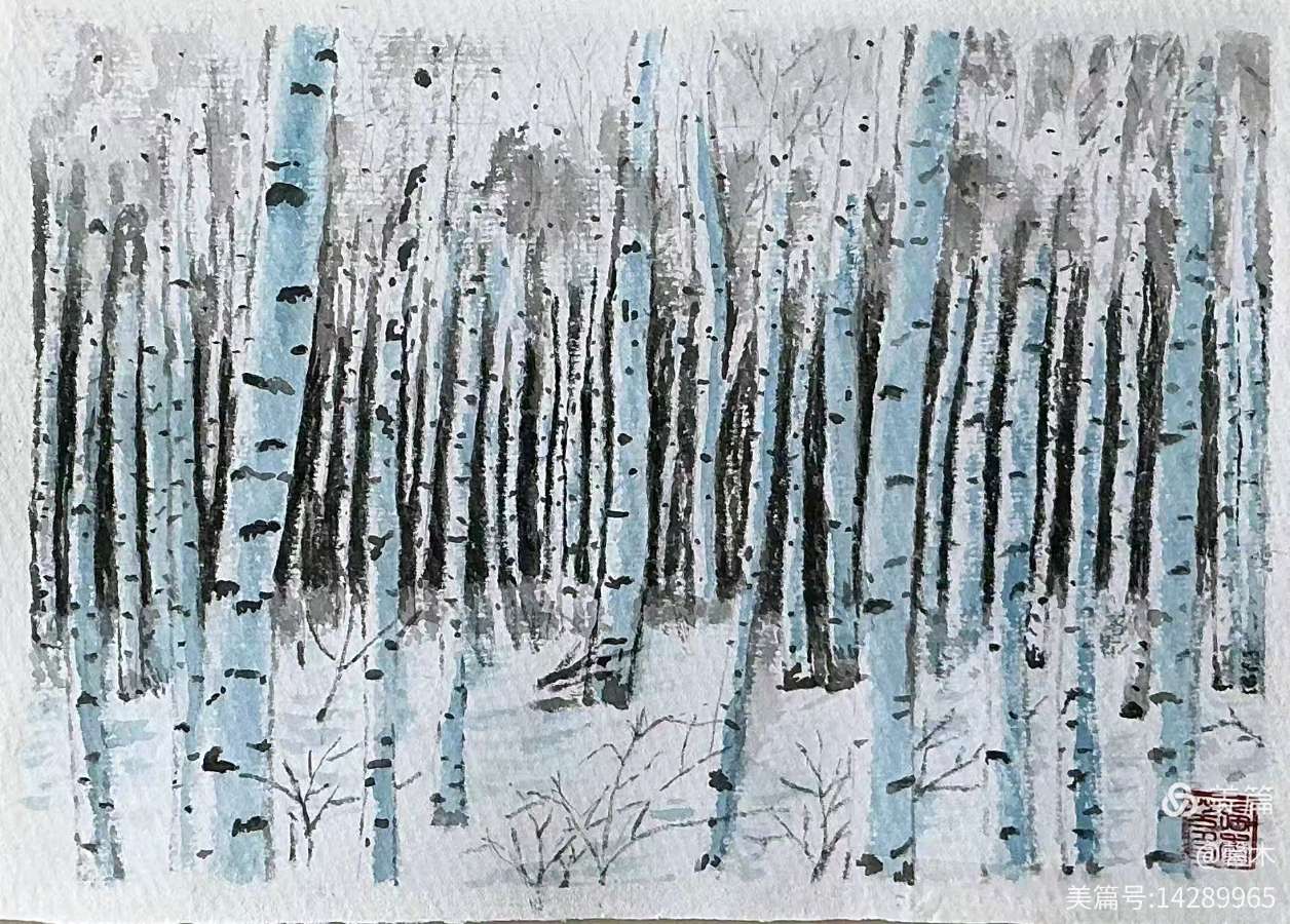 【冬日征稿】吉林张馨木‖水彩绘画作品选（雪景）（图8）