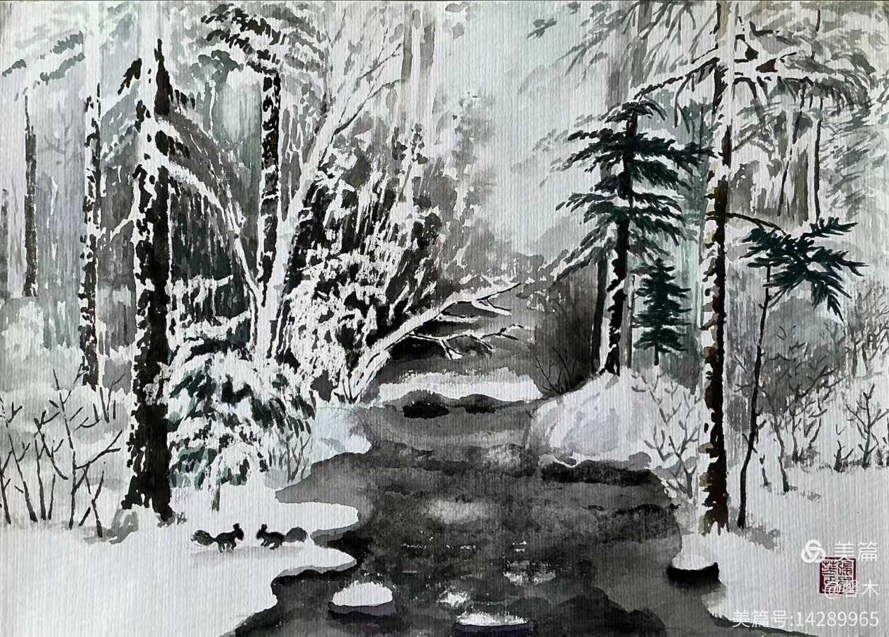 【冬日征稿】吉林张馨木‖水彩绘画作品选（雪景）（图6）