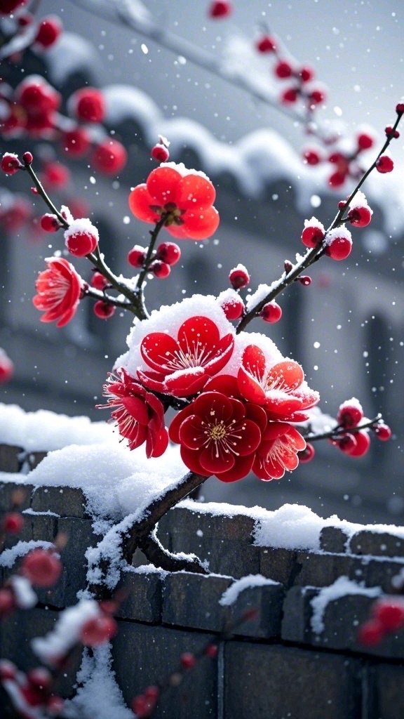 【新山东文学社】《莺啼序.红梅花赋飘白雪》作者/冷月轩主 主播/苏宁（图3）