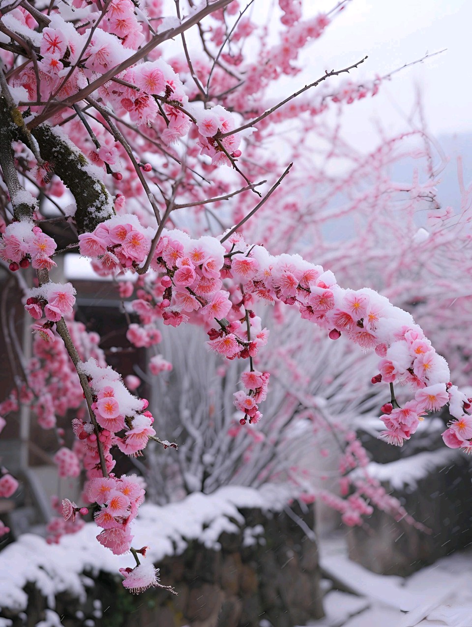 【新山东文学社】《莺啼序.红梅花赋飘白雪》作者/冷月轩主 主播/苏宁(图5)