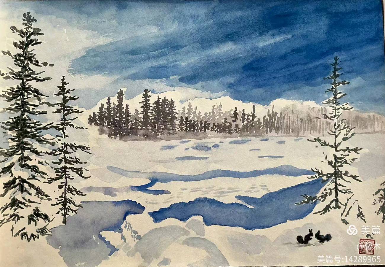 【茌山画廊】吉林张馨木‖水彩作品选（雪景）（图9）