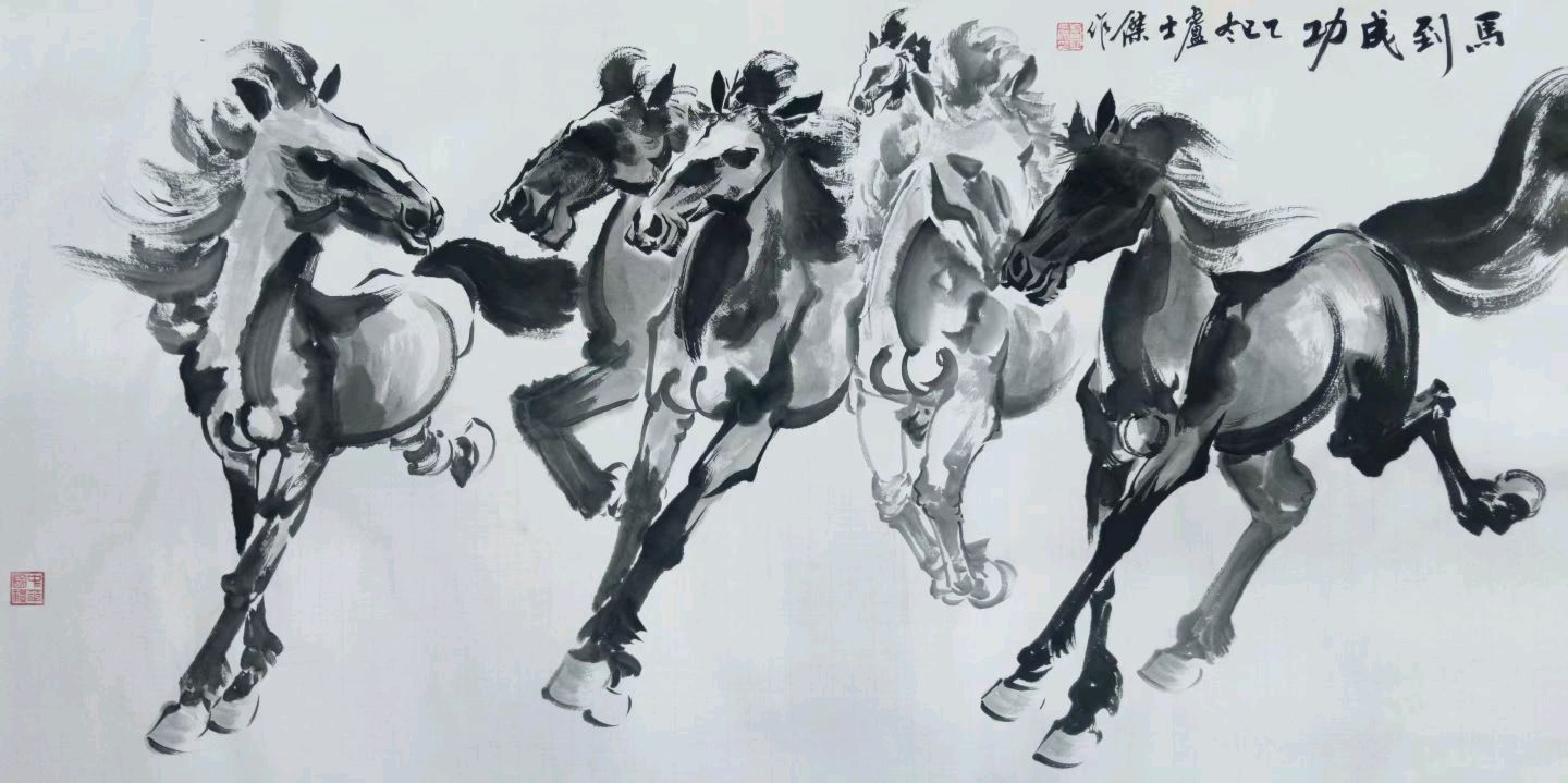马年元旦看名家！卢士杰笔下奔马：笔墨藏豪情，一骑踏春来（图12）