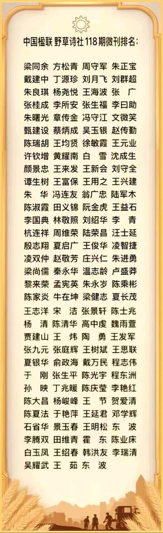 中国楹联野草诗社十二研修院118期微刊《五一抒怀》