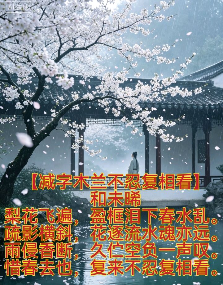 【减字木兰不忍复相看】