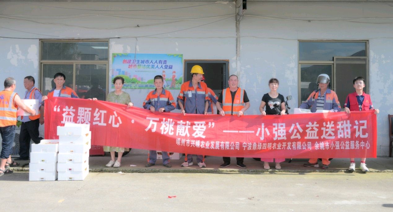 浙江嵊州企业携手志愿者，50吨蜜桃跨城送给环卫工