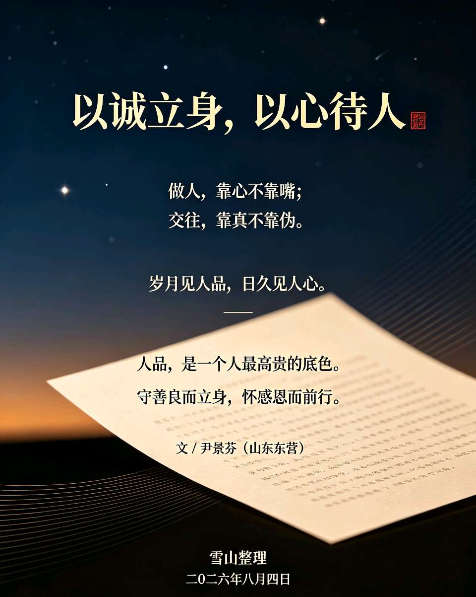 【荣耀中国】文学社*以诚立身，以心待人 文/ 尹景芬(山东东营)（图2）