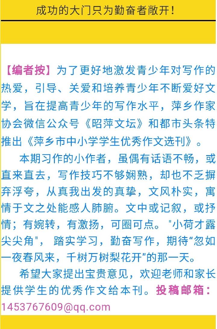 【萍乡市中小学优秀作文选刊】运动会‖作者: 朱子涵