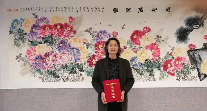 为庆祝“建国七十周年”史治科巨幅丈八牡丹《春风万里图》在北京博物馆展出，恭喜荣获一等奖！共赋诗庆贺！（图11）