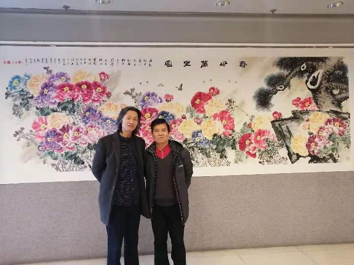 为庆祝“建国七十周年”史治科巨幅丈八牡丹《春风万里图》在北京博物馆展出，恭喜荣获一等奖！共赋诗庆贺！（图31）