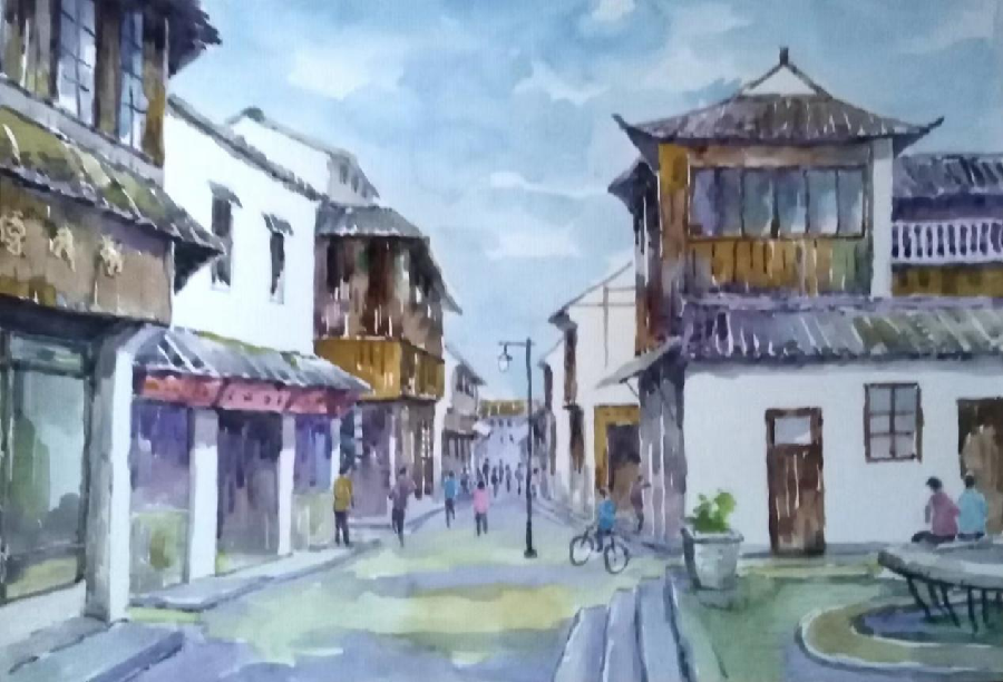 《川沙古城风貌系列水彩风景画》作者：瞿祖廉（图4）