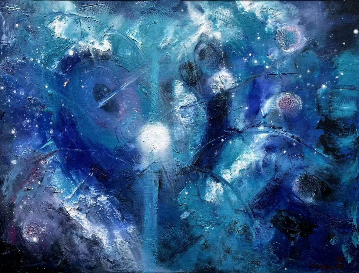 艺术家徐楠(Naomi)首次日本《东京都美术馆》个人画展中出展的原创“元宇宙”系列油画作品吸睛无数(图18)