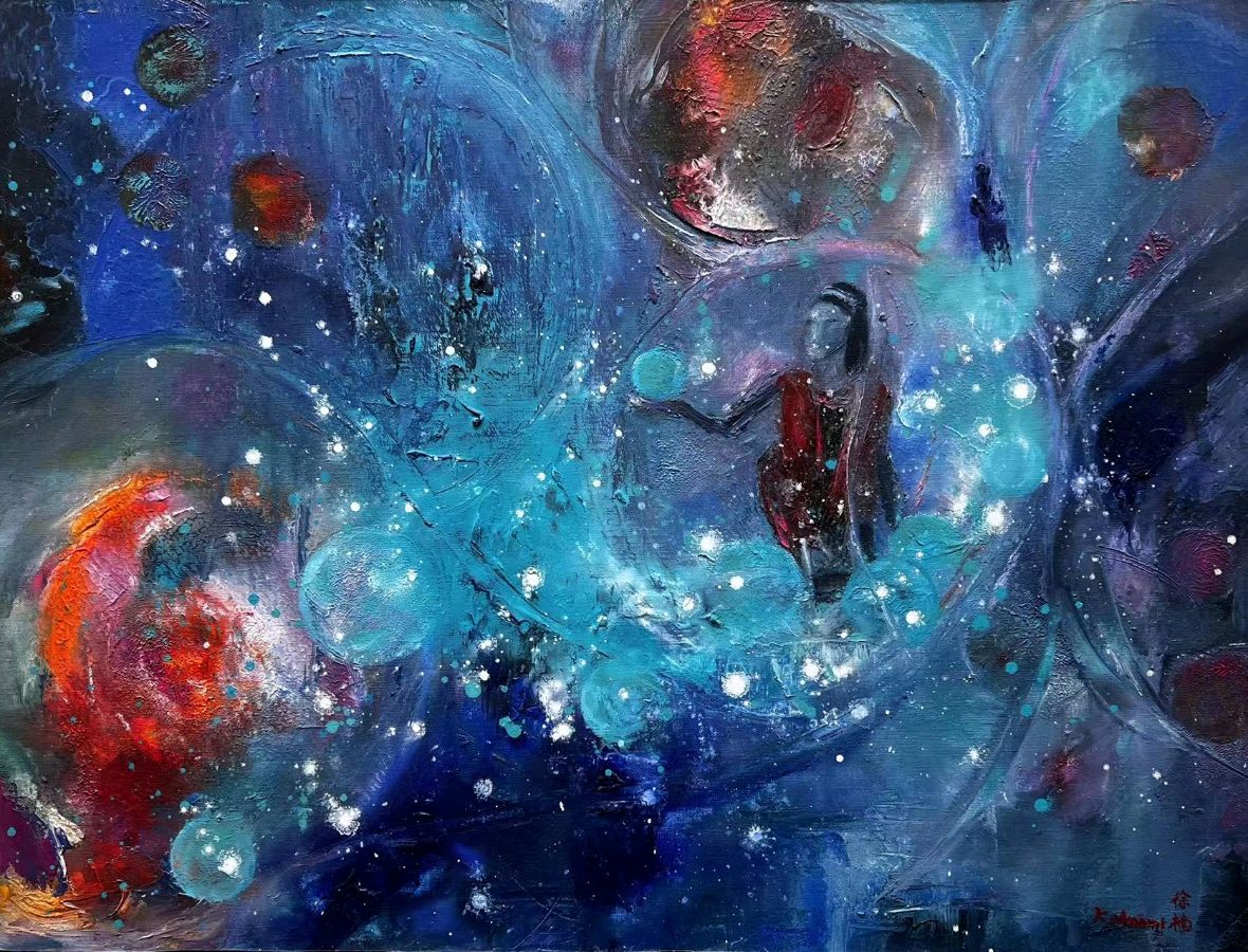 艺术家徐楠(Naomi)首次日本《东京都美术馆》个人画展中出展的原创“元宇宙”系列油画作品吸睛无数(图16)
