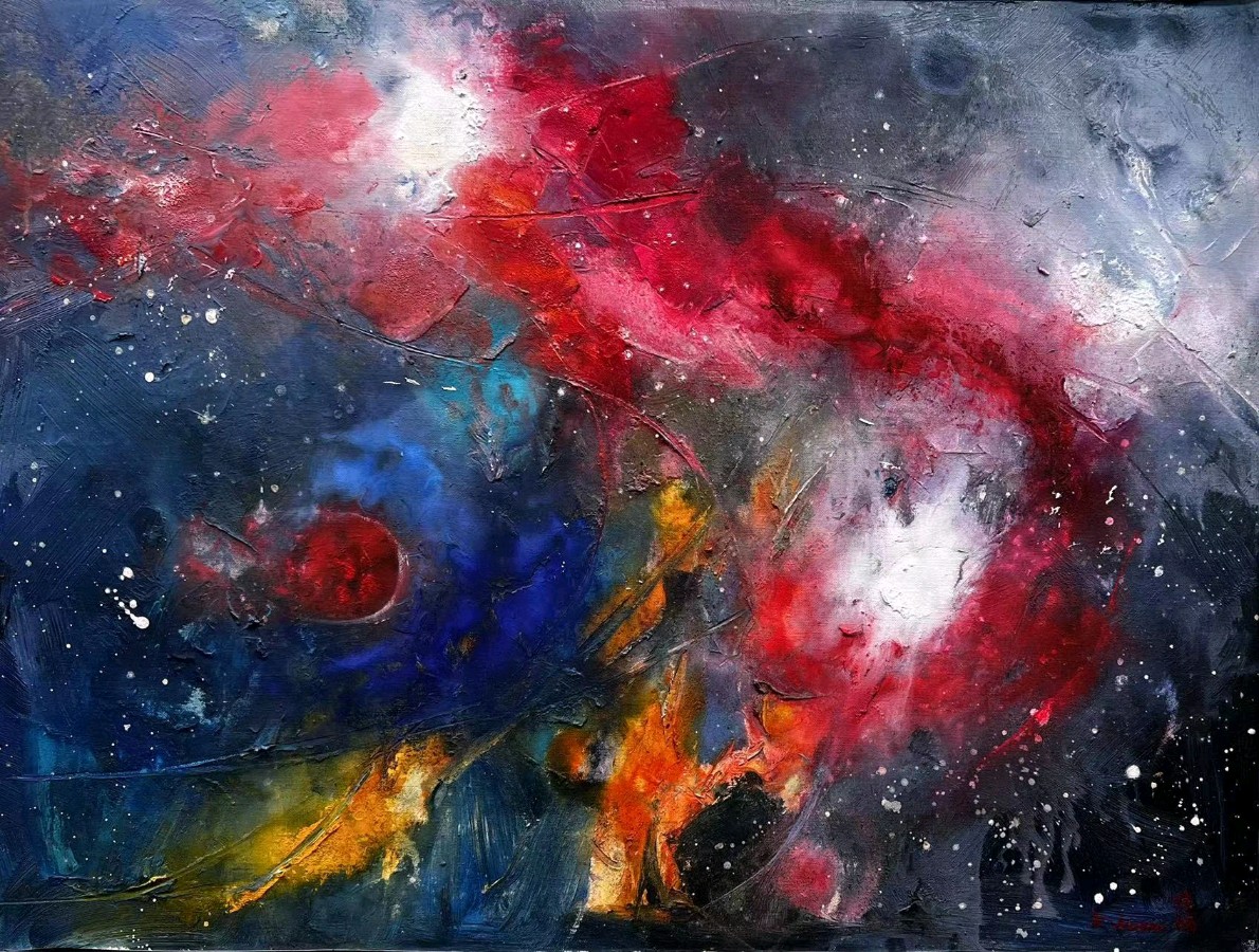 艺术家徐楠(Naomi)首次日本《东京都美术馆》个人画展中出展的原创“元宇宙”系列油画作品吸睛无数(图20)