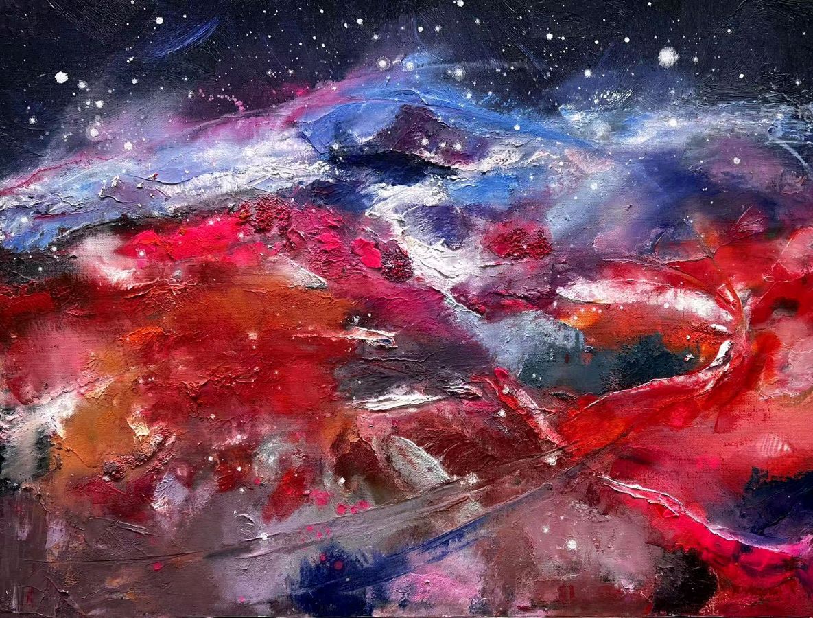 艺术家徐楠(Naomi)首次日本《东京都美术馆》个人画展中出展的原创“元宇宙”系列油画作品吸睛无数(图17)