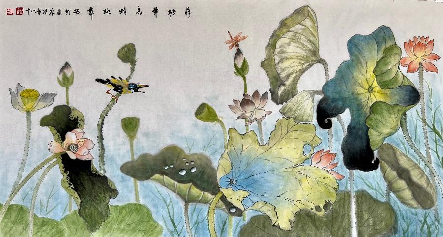 区本笔下荷塘弄色,路人胸中花气凝香|——胡金全浅评区本院长《荷塘翠鸟蜻蜓舞》(图7)