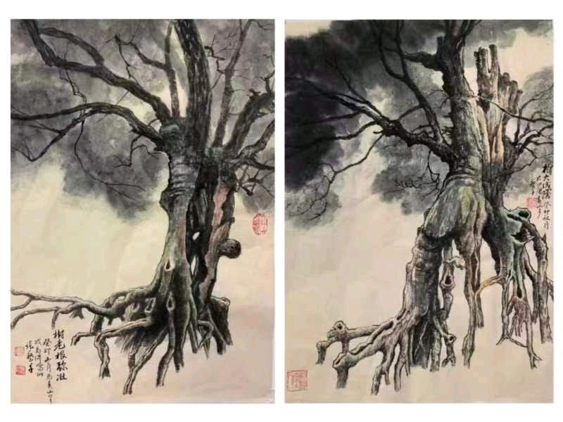 韩庚的《张艺千老师黄山口乡写生配诗》