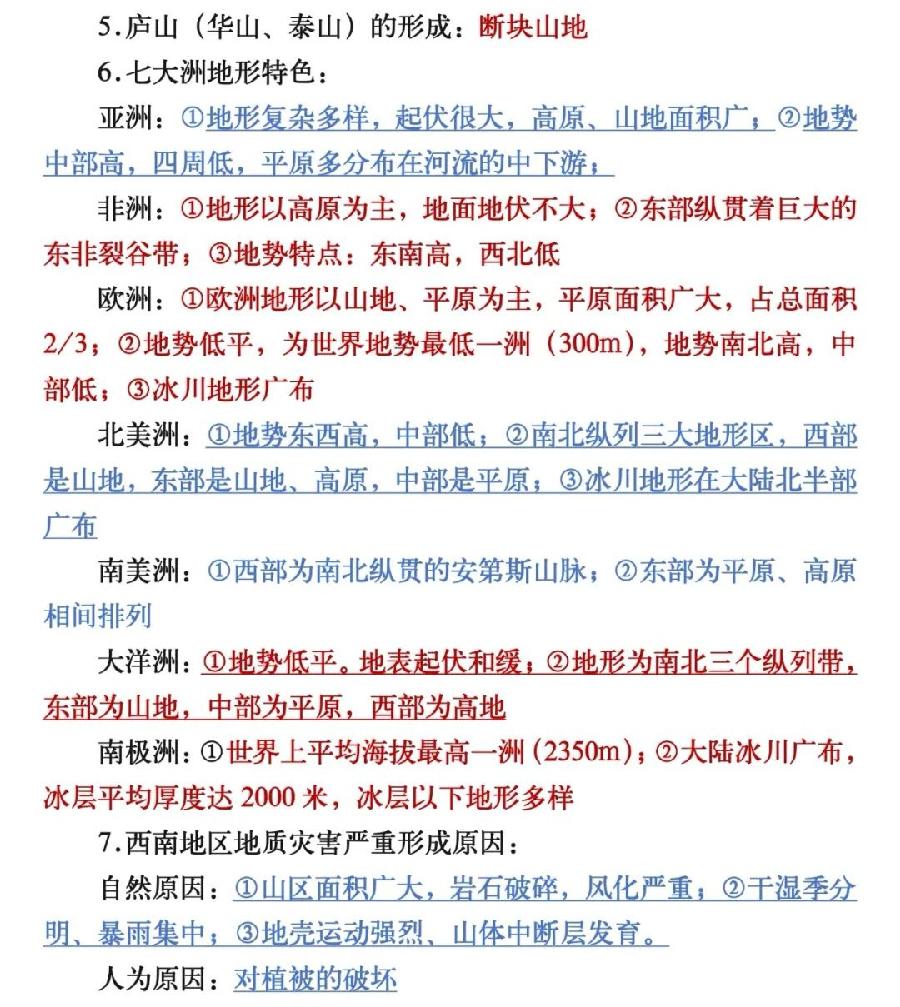 高中地理必备知识答题梳理（图4）