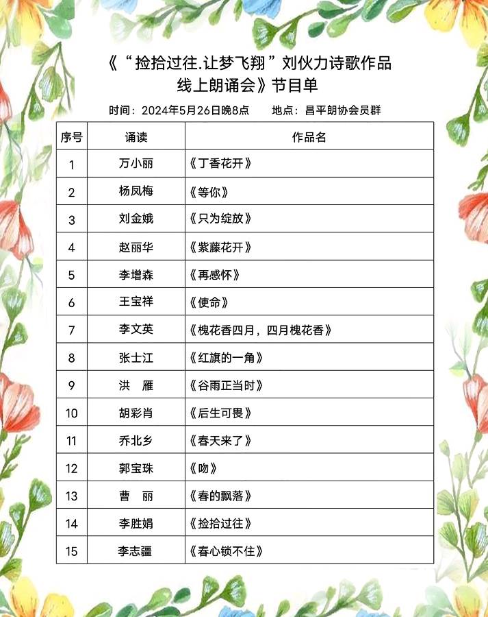 “捡拾过往*让梦飞翔”诗人刘伙力诗歌作品线上朗诵会（图17）